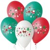 Lateksowe Balony Premium "Mikołaj", czerwone, zielone i białe, 12" / 5 szt.