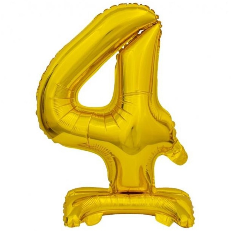 Balon foliowy złota stojąca "cyfra 4", 15"- 38 cm /1szt