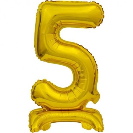 Balon foliowy złota stojąca "cyfra 5", 15"- 38 cm /1szt