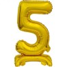 Balon foliowy złota stojąca "cyfra 5", 15"- 38 cm /1szt
