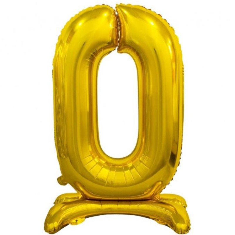 Balon foliowy złota stojąca "cyfra 0", 29"- 74 cm /1szt