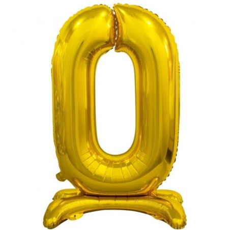 Balon foliowy złota stojąca "cyfra 0", 29"- 74 cm /1szt