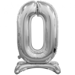 Balon foliowy srebrna stojąca "cyfra 0", 29"- 74 cm /1szt