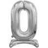 Balon foliowy srebrna stojąca "cyfra 0", 29"- 74 cm /1szt