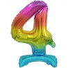 Balon foliowy kolorowa stojąca "cyfra 4" tęczowa , 15"- 38 cm /1szt