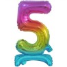 Balon foliowy kolorowa stojąca "cyfra 5" tęczowa , 15"- 38 cm /1szt