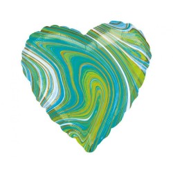 Balon foliowy zielony w kształcie serca, 18"- 46 cm /1szt