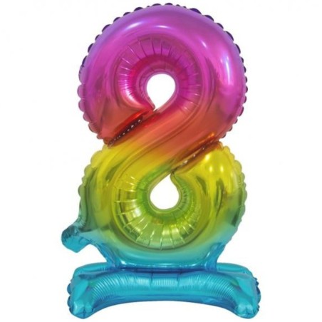 Balon foliowy kolorowa stojąca "cyfra 8" tęczowa , 15"- 38 cm /1szt