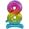 Balon foliowy kolorowa stojąca "cyfra 8" tęczowa , 15"- 38 cm /1szt