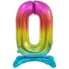 Balon foliowy kolorowa stojąca "cyfra 0" tęczowa, 29"- 74 cm /1szt