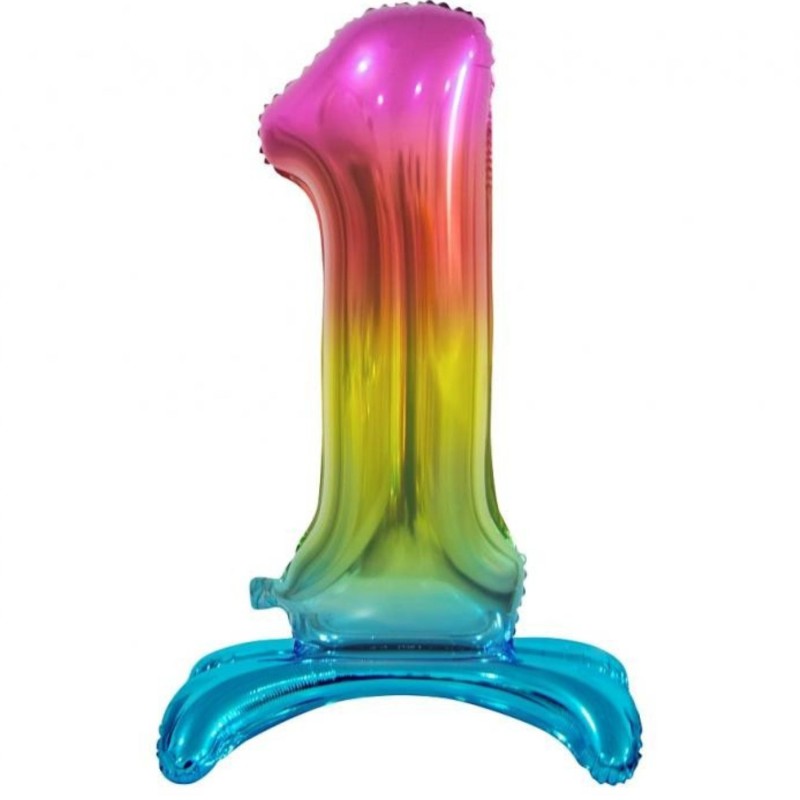 Balon foliowy kolorowa stojąca "cyfra 1" tęczowa, 29"- 74 cm /1szt