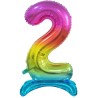 Balon foliowy kolorowa stojąca "cyfra 2" tęczowa, 29"- 74 cm /1szt