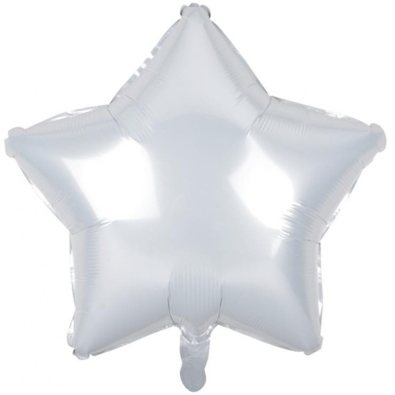 Balon foliowy biały w kształcie gwiazdy, 19"- 48 cm /1szt