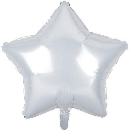 Balon foliowy biały w kształcie gwiazdy, 19"- 48 cm /1szt