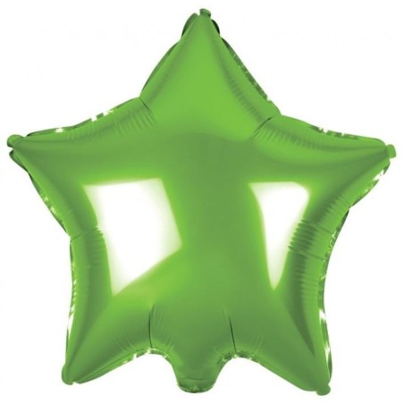 Balon foliowy zielony w kształcie gwiazdy, 19"- 48 cm /1szt