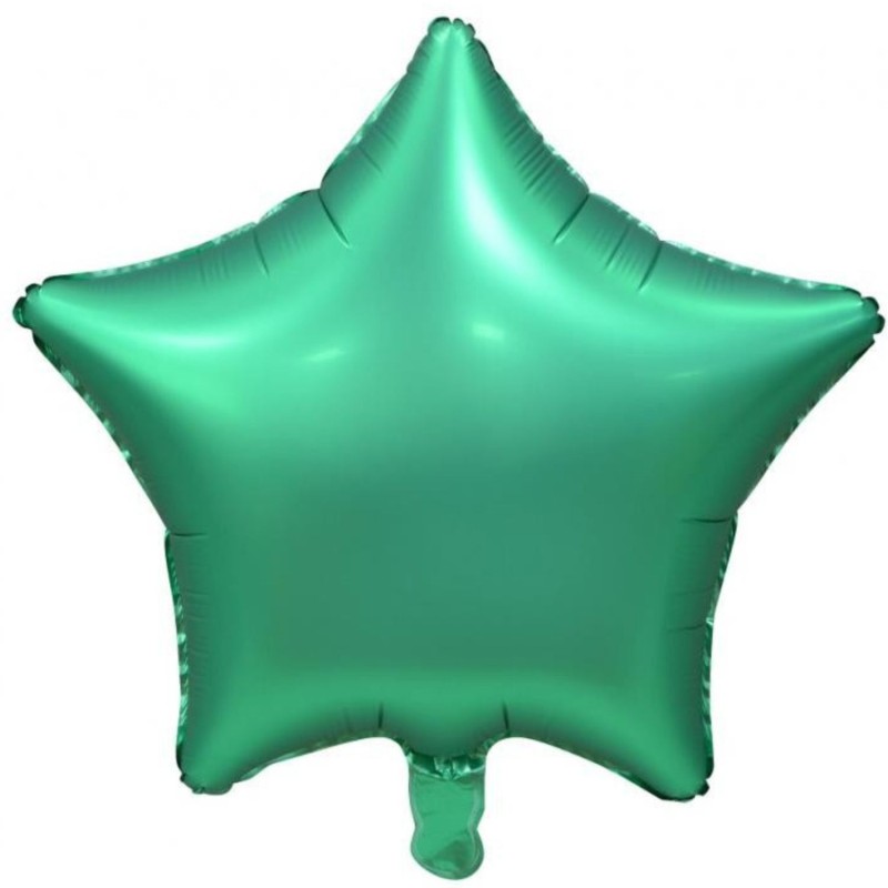 Balon foliowy zielony w kształcie gwiazdy, 19"- 48 cm /1szt
