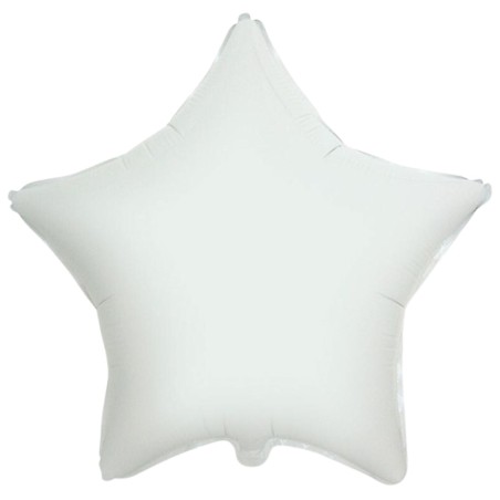 Balon foliowy biały w kształcie gwiazdy, 18"- 47 cm /1szt