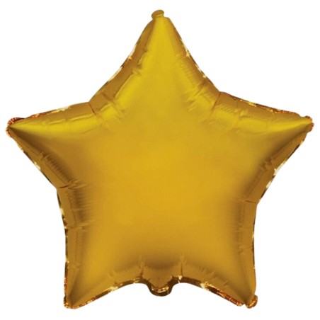Balon foliowy złoty w kształcie gwiazdy, 18"- 47 cm /1szt