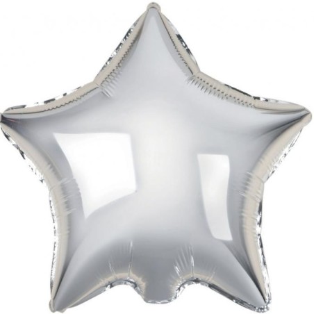 Balon foliowy srebrny w kształcie gwiazdy, 18"- 46 cm /1szt