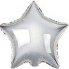 Balon foliowy srebrny w kształcie gwiazdy, 18"- 46 cm /1szt