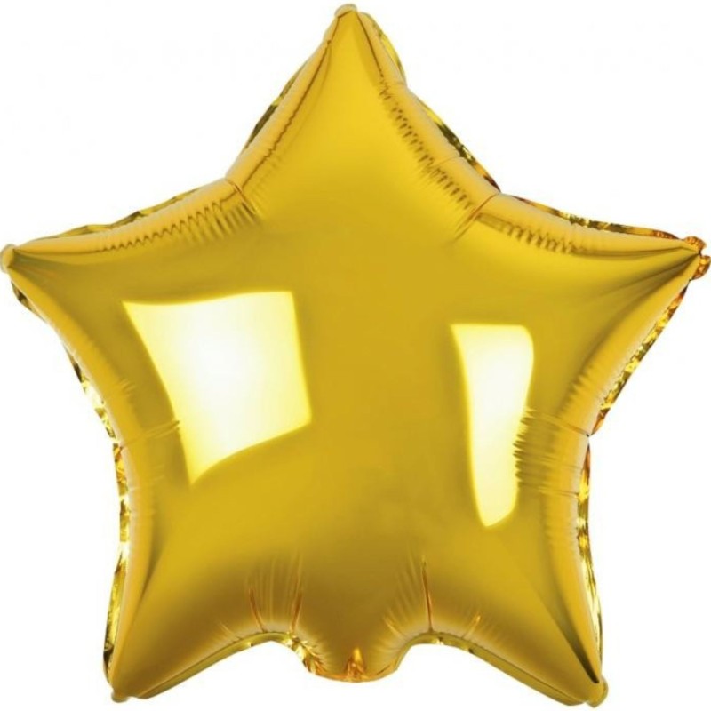 Balon foliowy złoty w kształcie gwiazdy, 18"- 46 cm /1szt