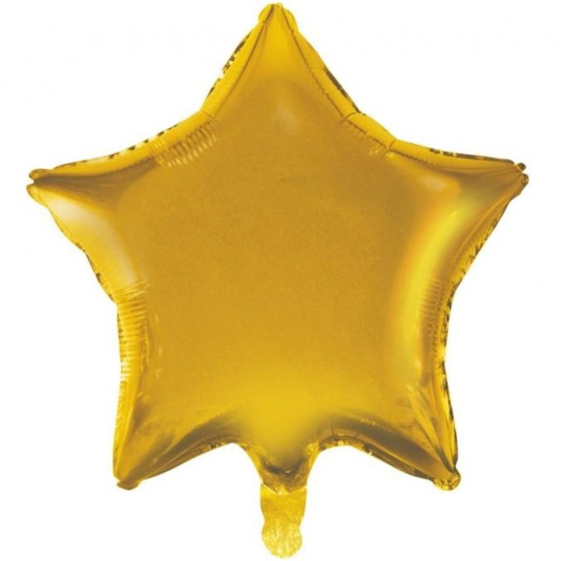 Balon foliowy złoty w kształcie gwiazdy, 19"- 48 cm /1szt