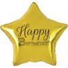 Balon foliowy złoty z nadrukiem "Happy Birthday", 19"- 48 cm /1szt