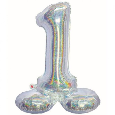 Balon foliowy srebrna stojąca "cyfra 1", 28"- 72 cm /1szt
