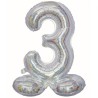 Balon foliowy srebrna stojąca "cyfra 3", 28"- 72 cm /1szt