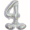 Balon foliowy srebrna stojąca "cyfra 4", 28"- 72 cm /1szt