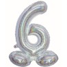 Balon foliowy srebrna stojąca "cyfra 6", 28"- 72 cm /1szt