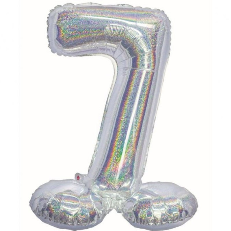 Balon foliowy srebrna stojąca "cyfra 7", 28"- 72 cm /1szt