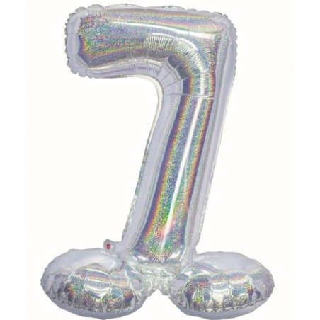 Balon foliowy srebrna stojąca "cyfra 7", 28"- 72 cm /1szt