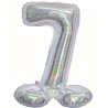 Balon foliowy srebrna stojąca "cyfra 7", 28"- 72 cm /1szt
