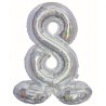Balon foliowy srebrna stojąca "cyfra 8", 28"- 72 cm /1szt