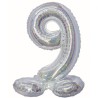 Balon foliowy srebrna stojąca "cyfra 9", 28"- 72 cm /1szt