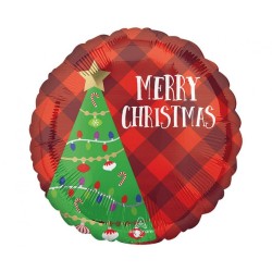 Foliowe Balony kolorowe z napisem "Drzewko Świąteczne". 18"- 46 cm / 1 szt.