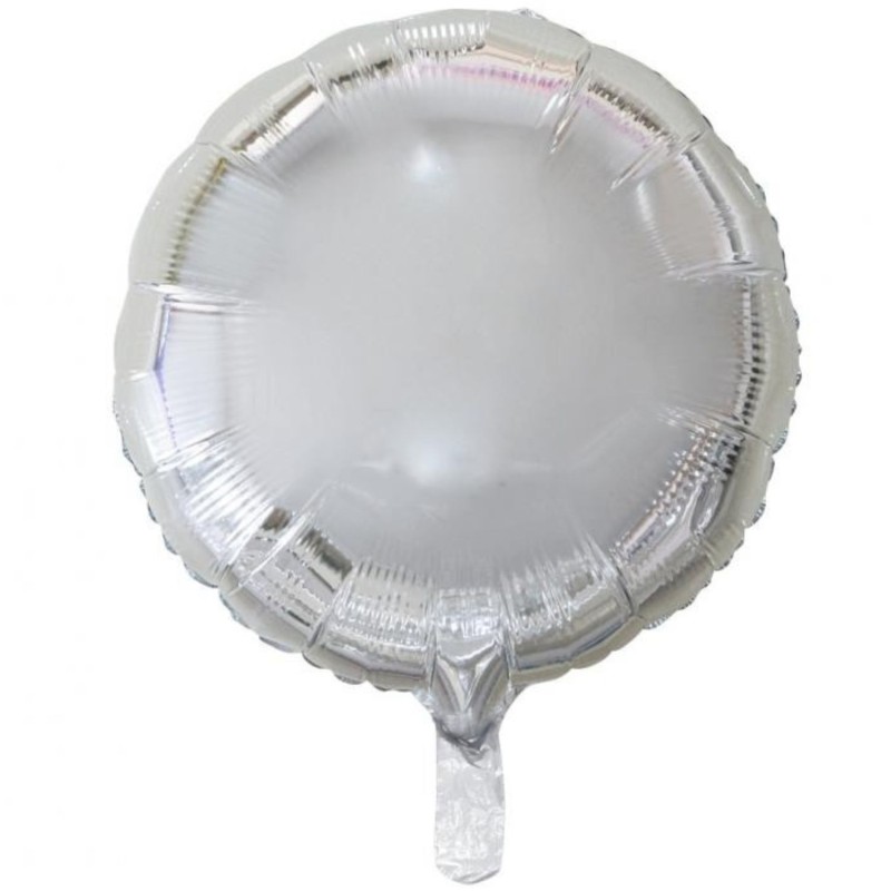 Foliowe srebrne balony okrągłe, 18” - 46 cm. 1 szt.