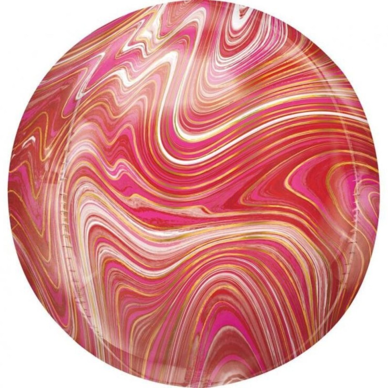 Foliowe czerwone balony w kształcie kuli marblez, 16” - 40 cm. 1 szt.