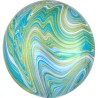 Foliowe zielone balony w kształcie kuli marblez, 16” - 40 cm. 1 szt.