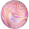 Foliowe różowe balony w kształcie kuli marblez, 16” - 40 cm. 1 szt.
