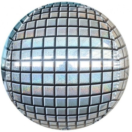 Foliowe srebrne balony kuliste disco, 16” - 40 cm. 1 szt.