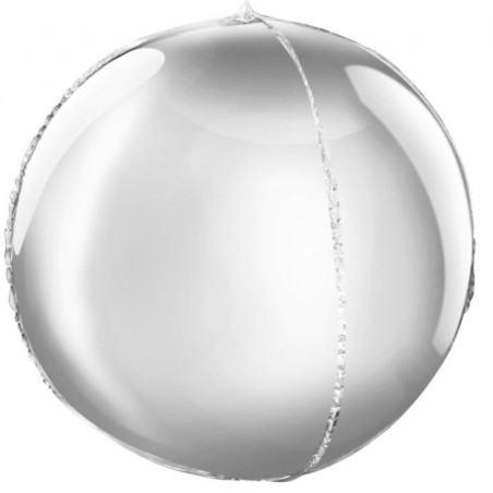Foliowe srebrne balony kuliste, 16” - 40 cm. 1 szt.