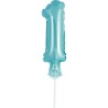 Balon foliowy niebieski na patyku "cyfra 1", 13"- 33 cm /1szt