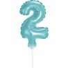 Balon foliowy niebieski na patyku "cyfra 2", 13"- 33 cm /1szt