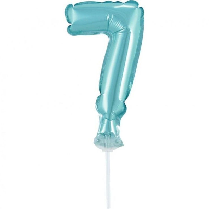 Balon foliowy niebieski na patyku "cyfra 7", 13"- 33 cm /1szt