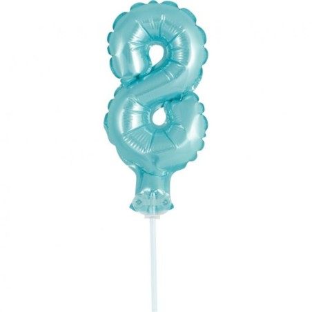 Balon foliowy niebieski na patyku "cyfra 8", 13"- 33 cm /1szt