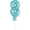 Balon foliowy niebieski na patyku "cyfra 8", 13"- 33 cm /1szt