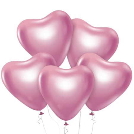 Lateksowe w kształcie serca  Balony Beauty&Charm, platynowe j. różowe 12"/ 6 szt.