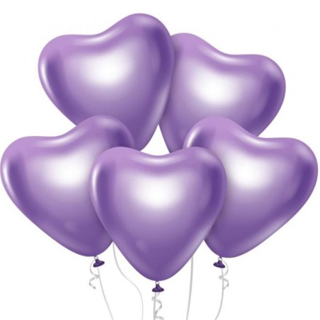 Lateksowe w kształcie serca Balony Beauty&Charm, platynowe j. fioletowe 12"/ 6 szt.